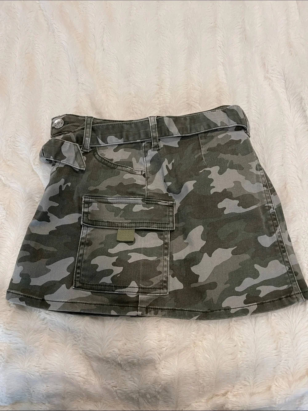 Justice Girls Camo Cargo Mini Skirt - Olive Green